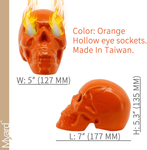 Myard Glaze Enamel Ceramic Fireproof Fire Skull Log for Gas or Wood Fireplace Fire Pit Campfire Bonfire Halloween Horror Decor (Qty 1, Orange)
