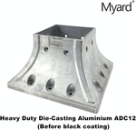 Myard 4X4 (Actual 3.5X3.5) Inches Aluminum Deck Post Base Cover Flange with Screws for Decking Patio Railing Handrail Fence Anchor (Qty 1, Black)