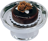 Loches Lynn K1098 Artificial Handcrafted Mini Fake Chocolate Black Rose Cake with Silver Stand Plate + Dome, Gift Home Decor, Refrigerator Magnet, Model, Replica