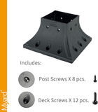 Myard 4X4 (Actual 3.5X3.5) Inches Aluminum Deck Post Base Cover Flange with Screws for Decking Patio Railing Handrail Fence Anchor (Qty 1, Black)