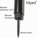 Myard Baluster Connectors with Screws for Deck Handrail Railing Fencing (Qty 100 for 50 Balusters, Classic Square Stair Connectors)