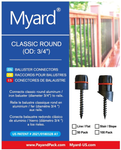 Myard 'O' Seal Patented Baluster Connectors with Screws for Deck Railing Handrail Patio Fence (Qty 100 for 50 Balusters, round Line Connectors)