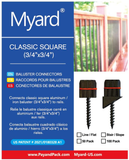 Myard 'O' Seal Patented Baluster Connectors with Screws for Deck Railing Handrail Patio Fence (Qty 50 for 25 Balusters, Square Stair Connectors)