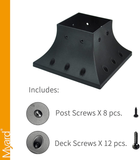 Myard PNP114040 4X4 (Actual 3.5X3.5) Inches Post Base Cover Skirt Flange with Screws for Deck Porch Handrail Railing Support Trim Anchor (Qty 4, Black)