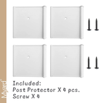 Myard Post Protectors with Screws for 4X4 Inches (Actual 3.5X3.5) Deck, Fence, Mailbox Posts Prevent Damage by Lawn Maintenance Equipment (4" X 4" X 4", White)