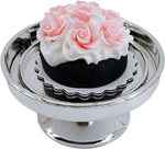 Loches Lynn K1154 Artificial Handcrafted Mini Fake Rose Cream Chocolate Cake with Silver Stand Plate + Dome, Gift Home Decor, Refrigerator Magnet, Model, Replica