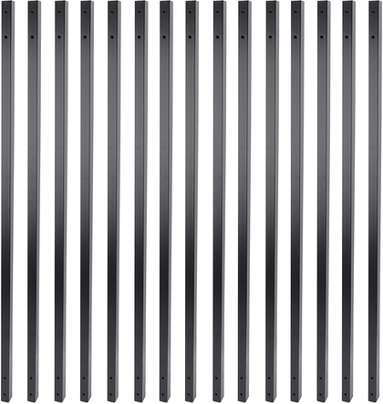 Myard 42 Inches Estate Hollow Square Iron Deck Balusters with Screws for Facemount Decking Railing Porch Fence (25-Pack, Matte Black)