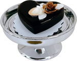Loches Lynn K1038 Artificial Handcrafted Mini Fake Chocolate Rose Cake with Silver Stand Plate + Dome, Gift Home Decor, Refrigerator Magnet, Model, Replica