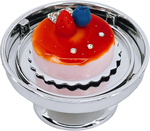 Loches Lynn K1143 Artificial Handcrafted Mini Fake Strawberry Blueberry Chocolate Cake with Silver Stand Plate + Dome, Gift Home Decor, Refrigerator Magnet, Model, Replica
