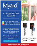 Myard 'O' Seal Patented Baluster Connectors with Screws for Deck Railing Handrail Patio Fence (Qty 100 for 50 Balusters, round Stair Connectors)