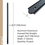 Myard 29-1/2 Inches Grooved Flat Straight Aluminum Deck Balusters with Screws for Wood Composite Facemount Deck Railing (25-Pack, Matte Black)
