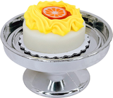 Loches Lynn K1137 Artificial Handcrafted Mini Fake Orange Sunkist Fruit Cream Cake with Silver Stand Plate + Dome, Gift Home Decor, Refrigerator Magnet, Model, Replica