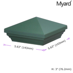 Myard PNP 115445G Screw-Free Universal Fence Pyramid Top Cap Fits Post 4 X 4 Inches (Actual Post Size 3.5 X 3.5) (Qty 10, Green)