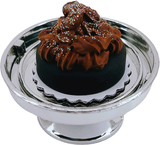 Loches Lynn K1037 Artificial Handcrafted Mini Fake Chocolate Sprinkles Cream Cake with Silver Stand Plate + Dome, Gift Home Decor, Refrigerator Magnet, Model, Replica