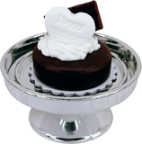 Loches Lynn K1206 Artificial Handcrafted Mini Fake Chocolate Cream Birthday Cake with Silver Stand Plate + Dome, Gift Home Decor, Refrigerator Magnet, Model, Replica