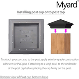 Myard PNP 115445GR Screw-Free Universal Fence Pyramid Top Cap Fits Post 4 X 4 Inches (Actual Post Size 3.5 X 3.5) (Qty 10, Pewter)