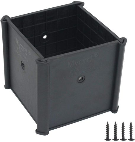 Myard Post Protectors with Screws for 4X4 Inches (Actual 3.5X3.5) Deck, Fence, Mailbox Posts Prevent Damage by Lawn Maintenance Equipment (4" X 4" X 4", Black)