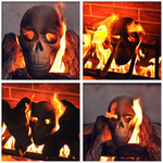 Myard Glaze Enamel Ceramic Fireproof Fire Skull Log for Gas or Wood Fireplace Fire Pit Campfire Bonfire Halloween Horror Decor (Qty 1, Orange)