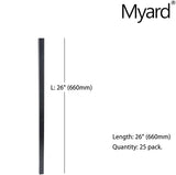 Myard 26 Inches Estate Square Iron Deck Balusters for Decking Railing Patio Fence, Modern Look (25-Pack, Matte Black)