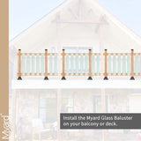 Myard Scenic Frontier Tempered Clear Glass Balusters for Deck Railings, Included Brackets + Screws for Facemount (Length 29.5", 5-Pack)