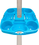 Myard Umbrella Table Tray 15 Inches Pro for Beach, Swimming Pool with 4 Drink Holders, 4 Snck Grooves, 4 Sunglasses Holes, 4 Phone Slots, 4 Airpods Holes, 2 Ipad Slots, 4 Small Bag Hangers (Blue)